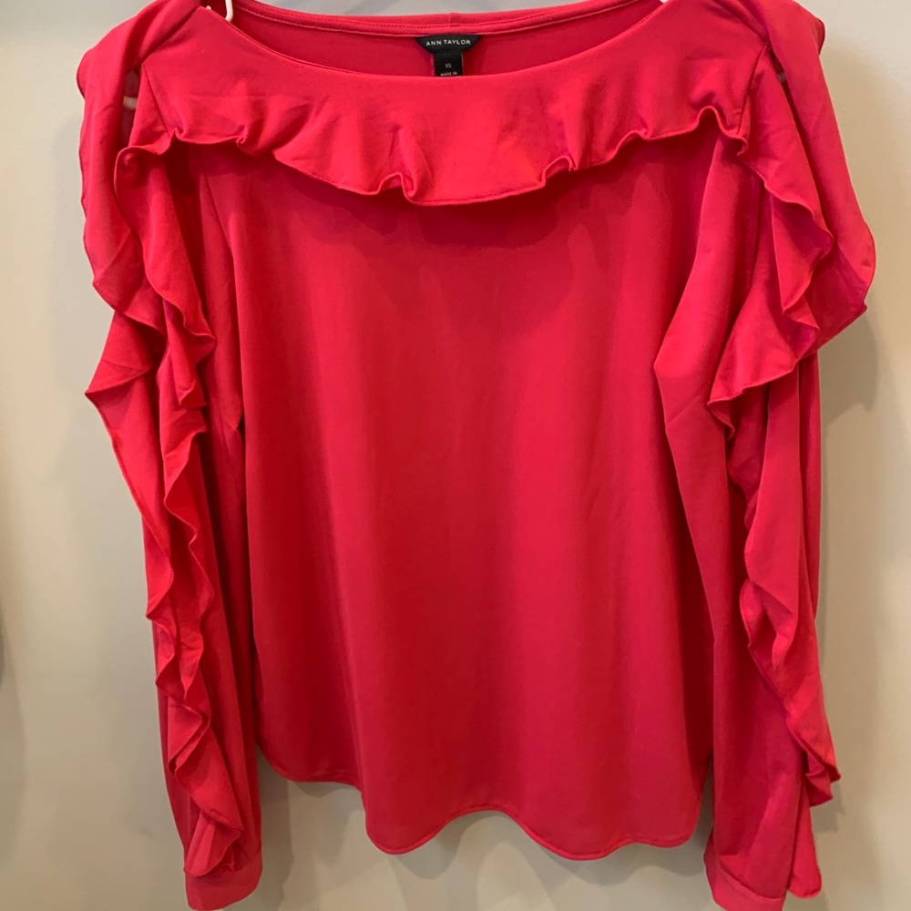 Ann Taylor pink ruffle top